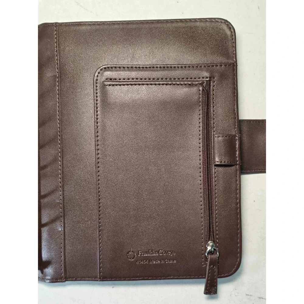 Franklin Covey Planner Organizer 7 Rings Binder Brown Tan‎ Yellow Geometric Rare